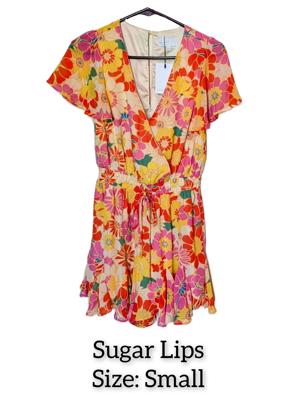 Sugarlips Floral Mini Dress in Orange, Yellow & Pink NWT
